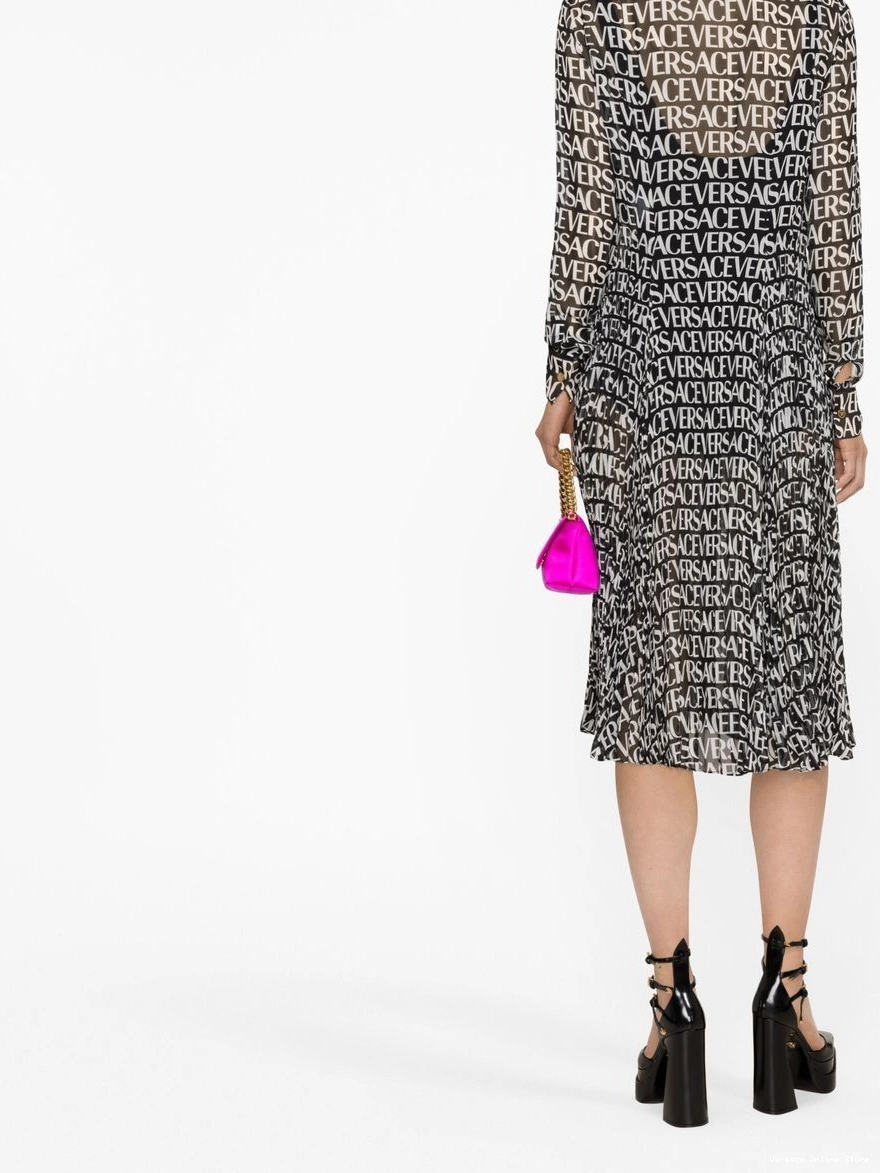 Affordable Women Versace silk shirtdress logo-print 0326